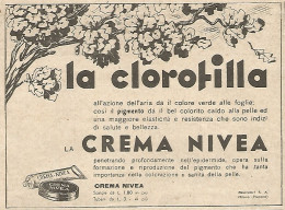 Crema NIVEA - La Clorofilla... - Pubblicità Del 1934 - Vintage Advertising - Publicités