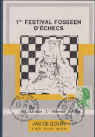 1er Festival Fosséen D'Echecs Du 24-1 Au 1-2 1987 Fos Sur Mer Timbre 2423 Sur Autocollant - Bolli Commemorativi