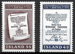 ISLANDIA 1976 - ICELAND - BICENTENARIO DEL SERVICIO POSTAL - YVERT 469/470** - Nuevos