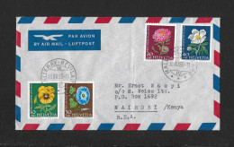 1958 WIESEN- UND GARTENBLUMEN ► Schöner Flufpostbrief Von Malleray-Bévilard Nach Nairobi Kenya - Storia Postale