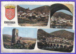 Carte Postale 34. Roquebrun Blason  Très Beau Plan - Andere & Zonder Classificatie