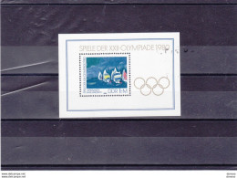 RDA 1980 JEUX OLYMPIQUES DE MOSCOU, VOILE Yvert BF 58, Michel Bl 60 NEUF** MNH Cote 4 Euros - 1971-1980