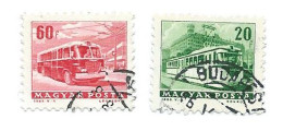 Ungheria, Hungary 1963 ; Due Francobolli Raffigurano Un Bus ; Used. - Bussen