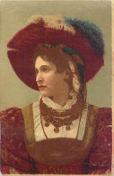 Véritable Chromolithographie : PORTRAIT DE FEMME AU CHAPEAU DE PLUMES. - Otros & Sin Clasificación