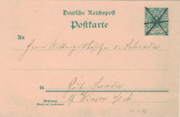 Ganzsache 5 Pfennig Reichspost - Briefträgerentwertung 1894 > Rittergutbesitzer Von Schrader Winsen - Cartoline