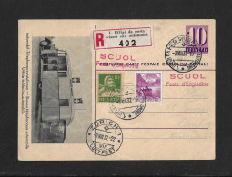 1937 CHARGÉ POSTKARTE ► 1. Uffizi Da Posta Svizzer Sün Automobil Mit ZuF Und Spez.Stempel SCUOL Festa D'Engiadina  ►RAR◄ - Stamped Stationery