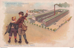 PUBLICITE CHOCOLAT LOMBART  FONDE EN 1760 PARIS  AVENUE DE CHOISY L'USINE - Werbepostkarten