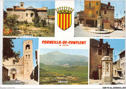 AGMP6-0475-66 - CORNEILLA-DE-CONFLENT - Abside De L'église - La Place Et La Fontaine - L'église - Vue Générale - Prades