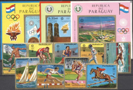 Paraguay 1970, Olympic Games In Munich, Cycling, Fencing, Shipping, 9val +3BF - Estate 1972: Monaco