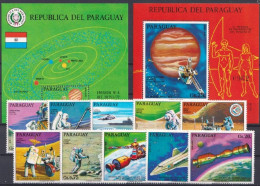 Paraguay 1973, Space Exploration, 10val+2BF - Paraguay