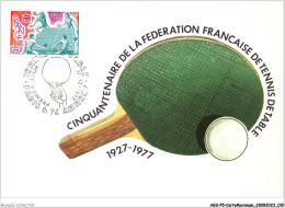 AGSP5-0279-CARTE MAXIMUM - PARIS ET ANNECY 1977 - TENNIS DE TABLE - 1970-1979