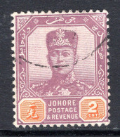 Malaysian States - Johore - 1910-19 Sultan Ibrahim - Wmk. Mult. Rosette - 2c Purple & Orange Used (SG 79) - Johore