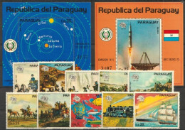 Paraguay 1974, 100th UPU, Space, Train, Balloon, Carriage, 10val +2BF - Paraguay