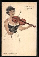 Künstler-AK Dame Beim Geigespielen  - Music And Musicians