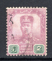 Malaysian States - Johore - 1918-20 Sultan Ibrahim - Wmk. Mult. Crown CA - 2c Purple & Green Used (SG 89) - Johore