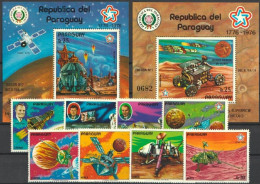 Paraguay 1976, 200th Independence USA, Landing On The Moon,Kennedy, 8val +BF - Paraguay