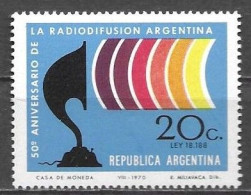 Argentina 1970 50 Years Aniversario Radio Radiodifusion Mi. 1067 MNH Postfrisch Neuf ** - Ongebruikt