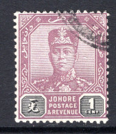 Malaysian States - Johore - 1922-41 Sultan Ibrahim - Wmk. Script CA - 1c Purple & Black Used (SG 103) - Johore