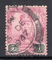 Malaysian States - Johore - 1922-41 Sultan Ibrahim - Wmk. Script CA - 1c Purple & Black Used (SG 103) - Johore