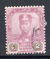 Malaysian States - Johore - 1922-41 Sultan Ibrahim - Wmk. Script CA - 2c Purple & Sepia Used (SG 104) - Johore