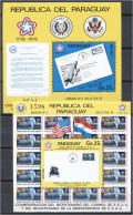 Paraguay 1976, 200th Independence  USA, Landing On The Moon, Stamps On Stamps, 2BF - Unabhängigkeit USA