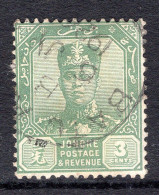 Malaysian States - Johore - 1922-41 Sultan Ibrahim - Wmk. Script CA - 3c Green Used (SG 106) - Johore