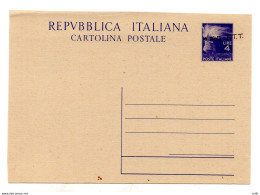 Trieste A Cartolina Postale Lire 4 "Democratica" N. C1 - Postwaardestukken