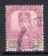 Malaysian States - Johore - 1922-41 Sultan Ibrahim - Wmk. Script CA - 3c Purple & Sepia Used (SG 107) - Johore