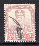 Malaysian States - Johore - 1922-41 Sultan Ibrahim - Wmk. Script CA - 4c Purple & Carmine Used (SG 108) - Johore