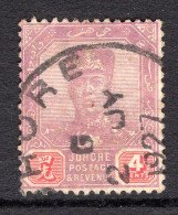Malaysian States - Johore - 1922-41 Sultan Ibrahim - Wmk. Script CA - 4c Purple & Carmine Used (SG 108) - Johore