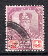 Malaysian States - Johore - 1922-41 Sultan Ibrahim - Wmk. Script CA - 4c Purple & Carmine Used (SG 108) - Johore