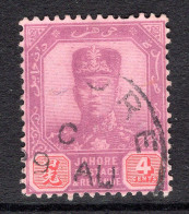 Malaysian States - Johore - 1922-41 Sultan Ibrahim - Wmk. Script CA - 4c Purple & Carmine Used (SG 108) - Johore