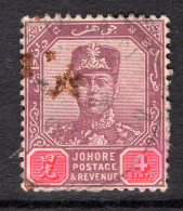 Malaysian States - Johore - 1922-41 Sultan Ibrahim - Wmk. Script CA - 4c Purple & Carmine Used (SG 108) - Johore