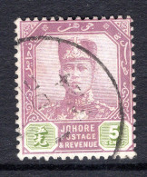 Malaysian States - Johore - 1922-41 Sultan Ibrahim - Wmk. Script CA - 5c Purple & Sage-green Used (SG 109) - Johore