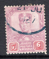 Malaysian States - Johore - 1922-41 Sultan Ibrahim - Wmk. Script CA - 6c Purple & Claret Used (SG 110) - Johore