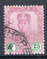 Malaysian States - Johore - 1922-41 Sultan Ibrahim - Wmk. Script CA - 25c Purple & Myrtle Used (SG 116) - Johore