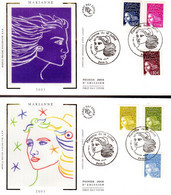 (Sous La Faciale 5.94 €) " MARIANNE DE LUQUET / DU 14 JUILLET " Sur 2 Enveloppes 1er Jour De 2003 N° YT 3570 à 3575. FDC - 1997-2004 Marianna Del 14 Luglio