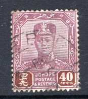 Malaysian States - Johore - 1922-41 Sultan Ibrahim - Wmk. Script CA - 40c Purple & Brown Used (SG 118) - Johore