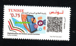 2021- Tunisia - World Postal Day - Digitalization Of The Tunisian Postage Stamp - QR Code Technology - Set1v.MNH** - Tunesië (1956-...)