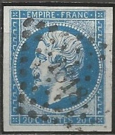 France - LYON - Losange De Points Petits Chiffres 1818 (LYON) Sur Timbre N°14A - 1853-1860 Napoléon III.