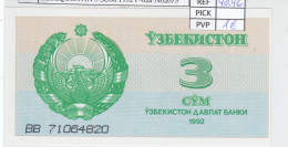 BILLETE UZBEQUISTAN 3 SOM 1992 P-62a N02073 - Autres - Asie