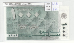 BILLETE LIBANO 1.000 LIBRAS 2004 P-84a - Otros – Asia