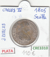 CRE3310 MONEDA ESPAÑA FELIPE IV 2 REALES 1805 SEVILLA PLATA MBC - Andere & Zonder Classificatie