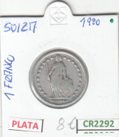 CR2292 MONEDA SUIZA 1 FRANCO 1900 PLATA MBC- - Other - Europe