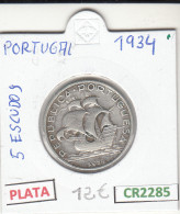 CR2285 MONEDA PORTUGAL 5 ESCUDOS 19634 PLATA MBC  - Andere - Europa