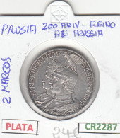 CR2287 MONEDA PRUSIA 2 MARCOS PLATA MBC+ - Sonstige – Europa