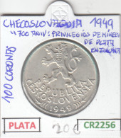 CR2256 MONEDA CHECSLOVAQUIA 100 CORONAS 1949 PLATA EBC - Otros – Europa