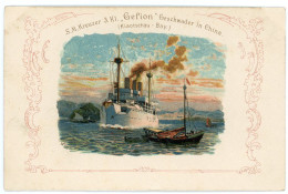 AK/CP Litho  SMS  Gefion  In  China  Kiautschou    Ungel/uncirc. 1900  Erhaltung/Cond. 2  Nr.1758 - Warships