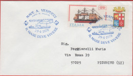 ITALIA - ITALIE - ITALY - 1977 - 170 Navi - 1ª Emissione, Corvetta "Caracciolo" + Annullo Nave A. Vespucci, Valletta - V - 1971-80: Storia Postale