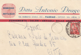 PALERMO  /  Cartolina Pubblicitaria "Ditta ANTONIO DRAGO  " Firma _ Viaggiata - Palermo